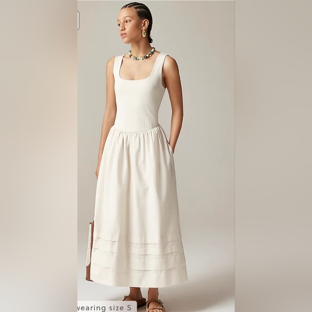 Nwt J. Crew Drop-Waist Mixy Dress In Natural XXS